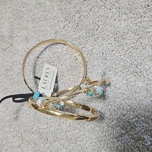 Lauren Ralph Lauren Gold Bangles with Turquoise and Pearl Accents